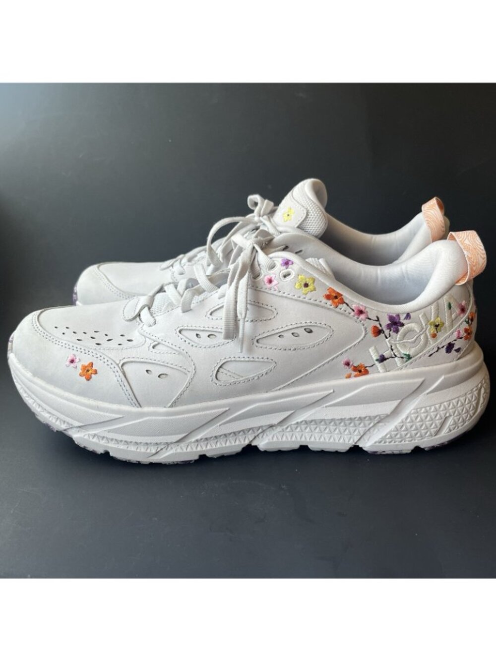 Hoka One One U Clifton L BP Womens Sneakers Size 12 Floral Embroidery White - Picture 6 of 16